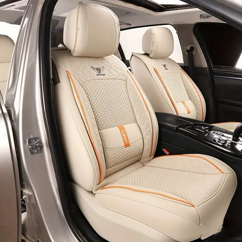 Kit Novren - Capas para Banco de Carro de Couro Sob Medida + Kit de Tapetes Automotivos e Capa de Volante Grátis