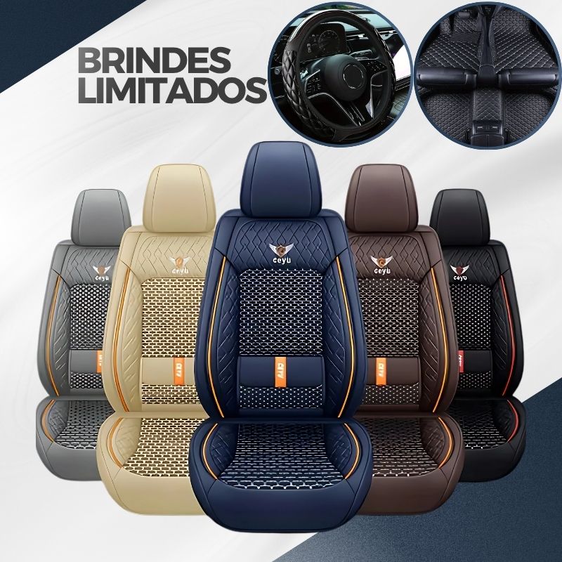 Kit Novren - Capas para Banco de Carro de Couro Sob Medida + Kit de Tapetes Automotivos e Capa de Volante Grátis