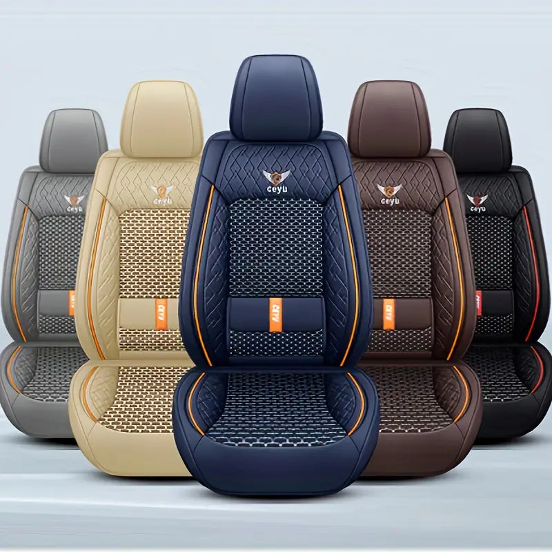 Kit Novren - Capas para Banco de Carro de Couro Sob Medida + Kit de Tapetes Automotivos e Capa de Volante Grátis